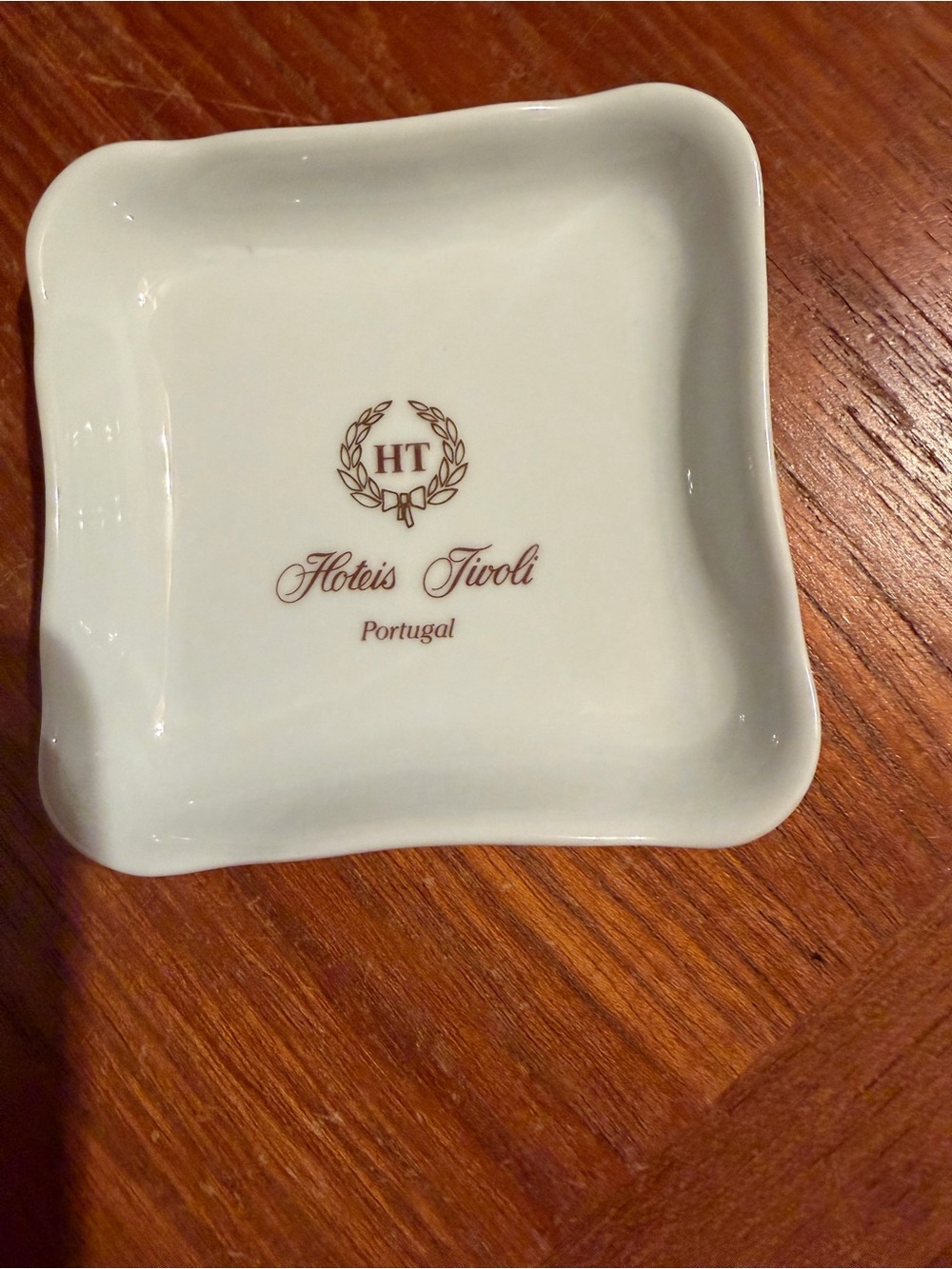Ceramic Ashtray Trinkets Jewelry Dish Memento From Hotel Tivoli Portugal 4"